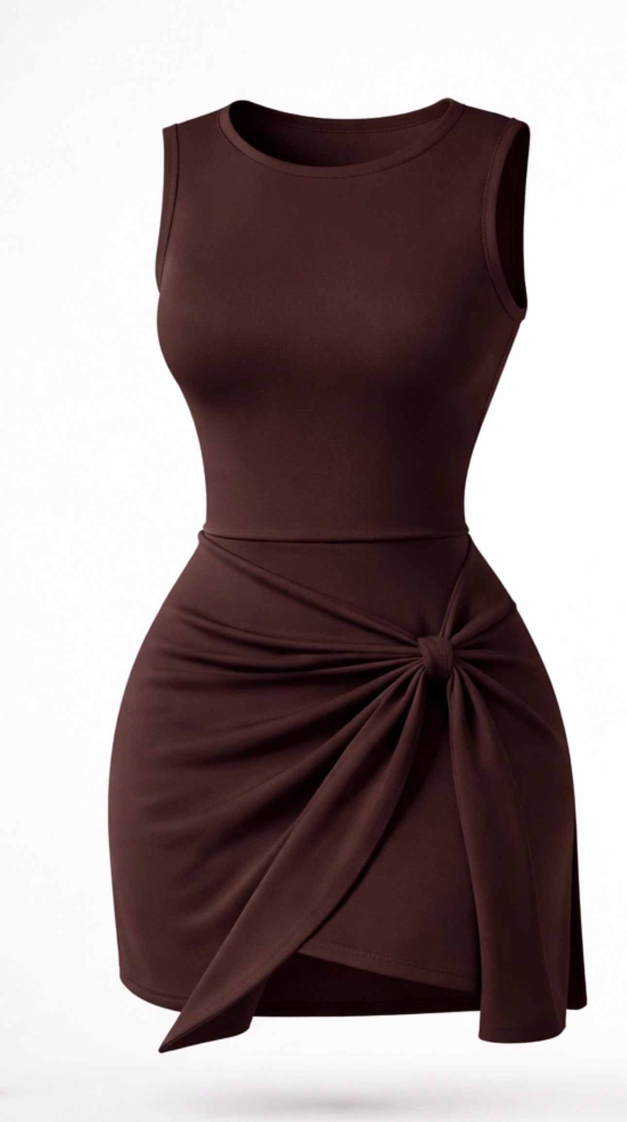 Sculpt Wrap Mini Dress - Brown