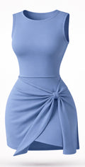 Sculpt Wrap Mini Dress - Blue